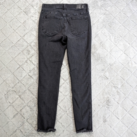 Madewell 10" High Rise Skinny Jeans Women's 27 Black Frayed Hem Button Fly - Picture 6 of 8